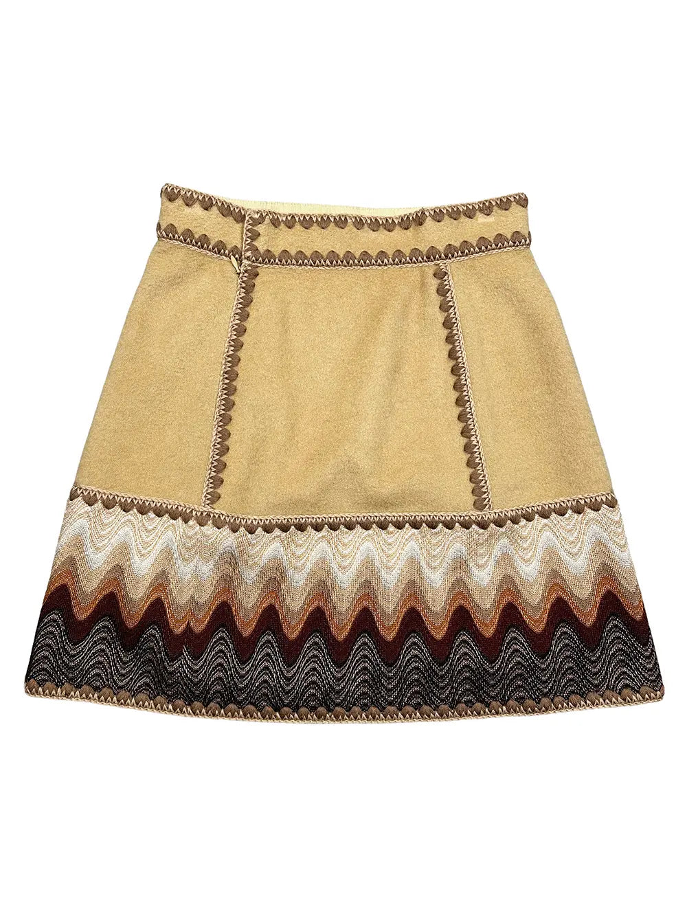 Zigzag Hem Wool Skirt