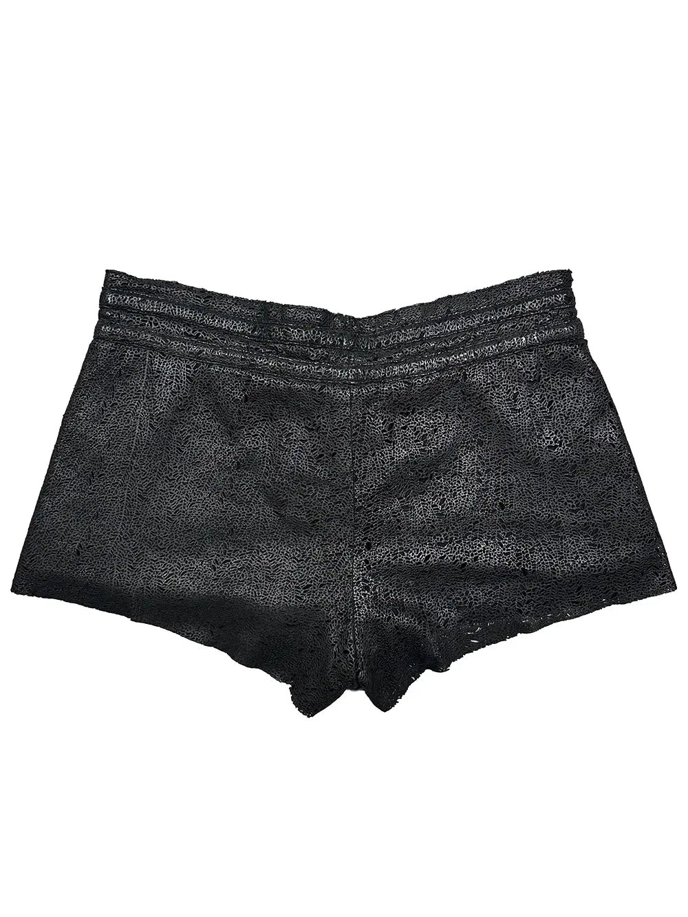 Textured Tie-Waist Leather Shorts
