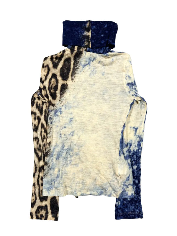 Blue Jaguar Split Adorned Turtleneck