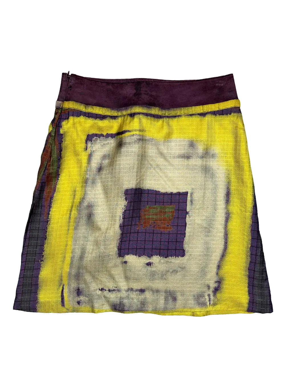 Abstract Print Silk Skirt