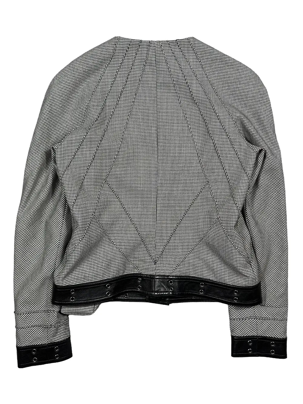 FW02 Houndstooth Leather Trim Jacket