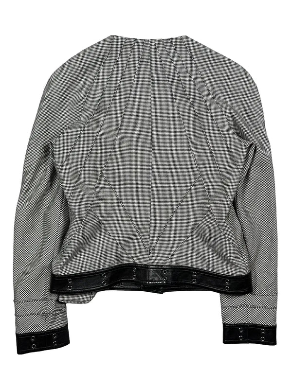 FW02 Houndstooth Leather Trim Jacket