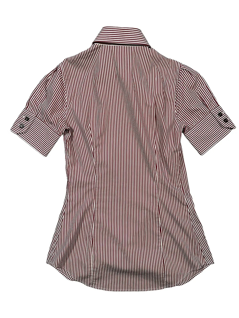 Red Pinstripe Tuxedo-Style Short-sleeve Shirt