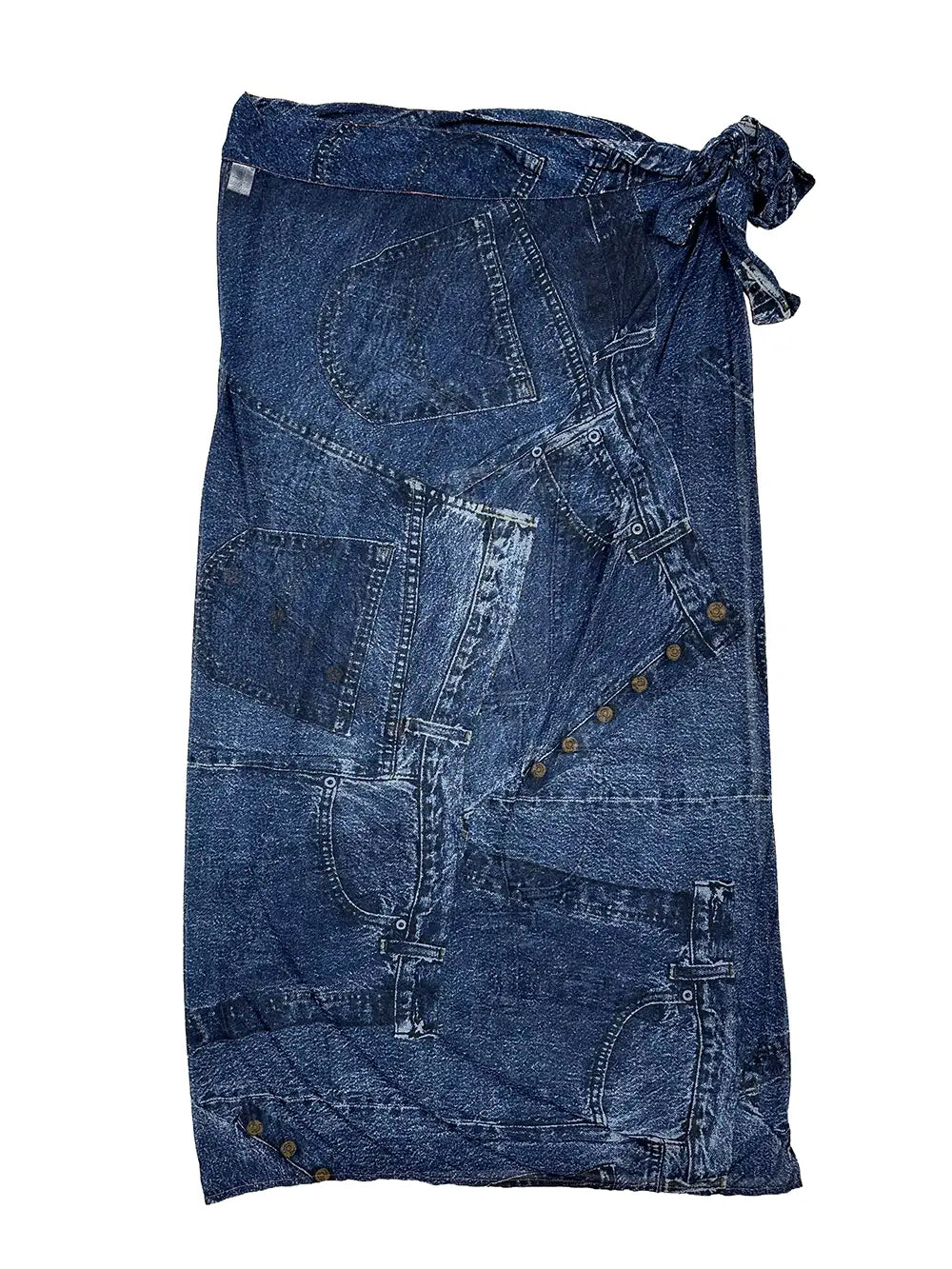SS00 Trompe L'oeil Denim Wrap-around Pareo Skirt