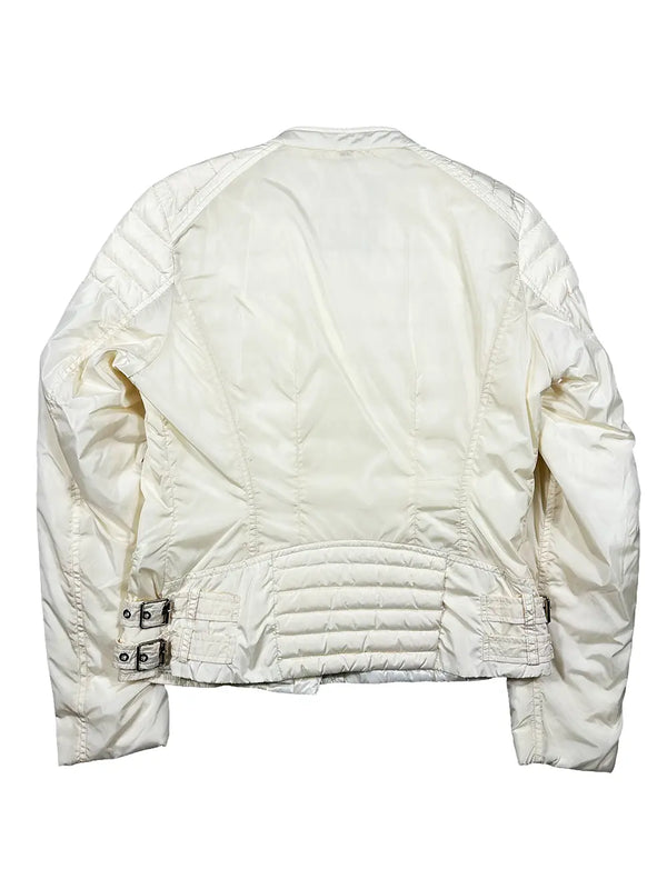 White Quilted Biker Jacket