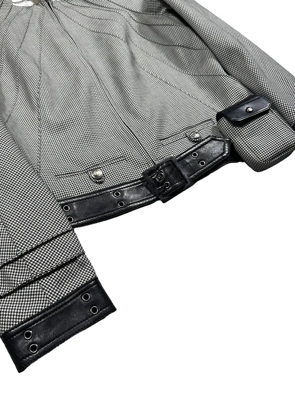 FW02 Houndstooth Leather Trim Jacket