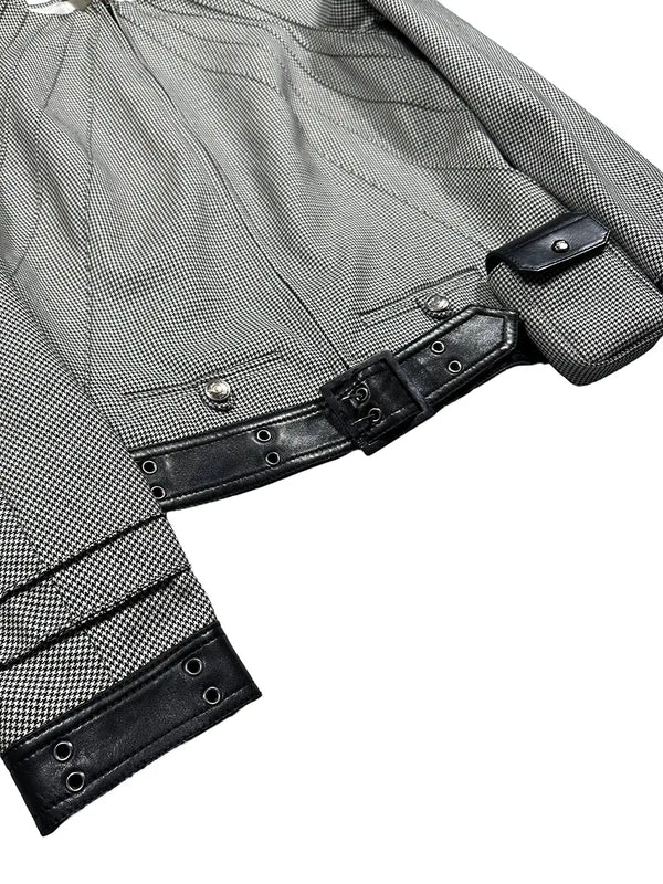 FW02 Houndstooth Leather Trim Jacket