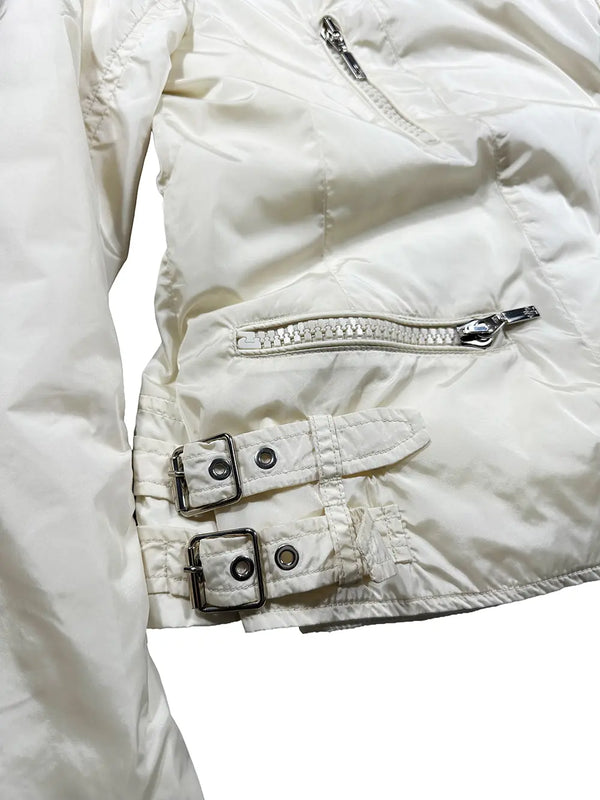 White Quilted Biker Jacket