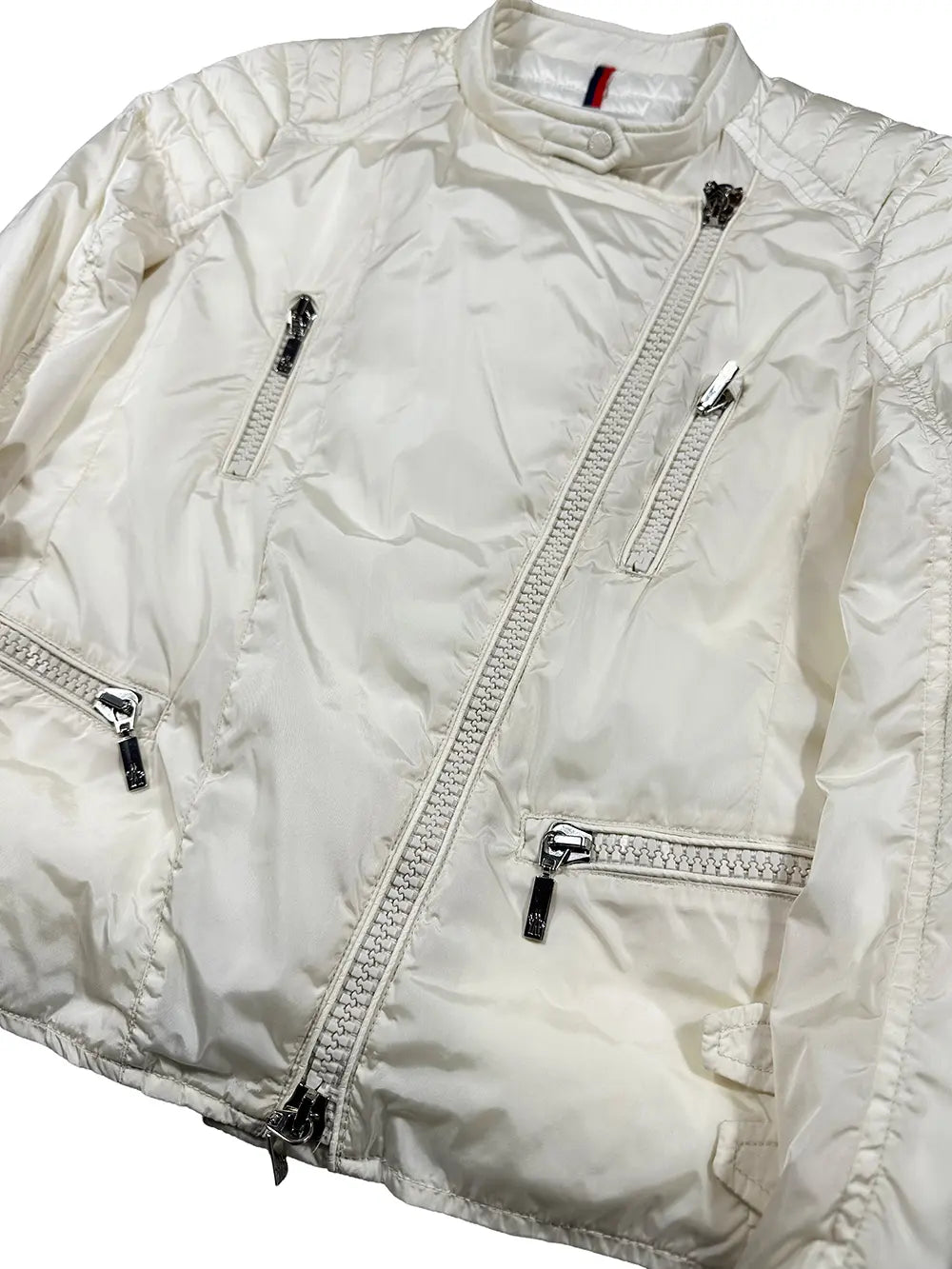White Quilted Biker Jacket