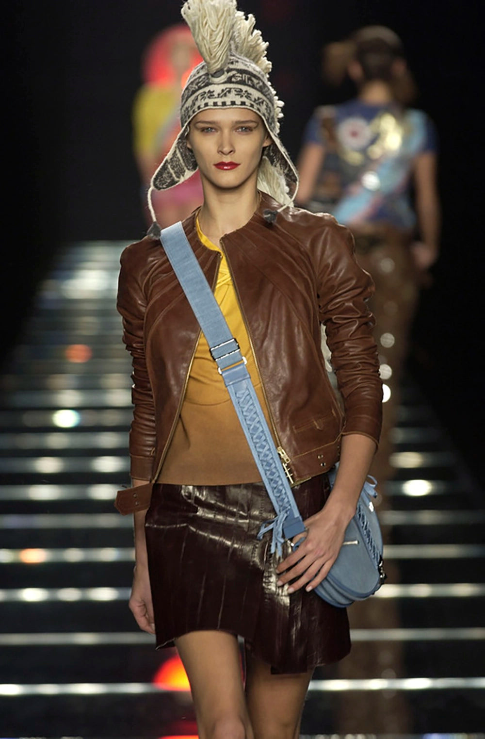 FW02 Houndstooth Leather Trim Jacket