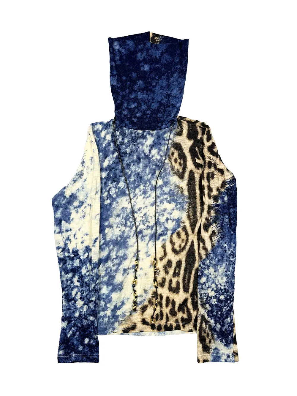 Blue Jaguar Split Adorned Turtleneck