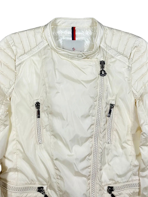 White Quilted Biker Jacket