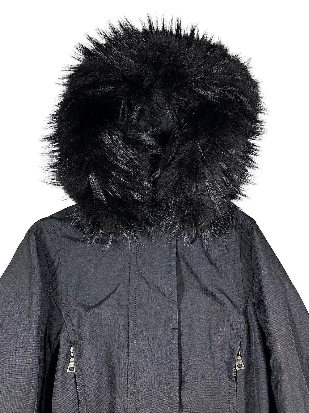 Fur Hood Leather Belt Parka
