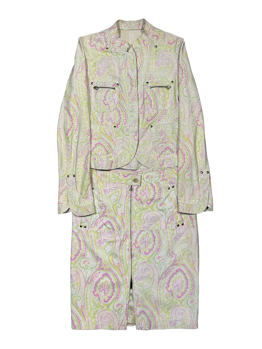 Goatskin Leather Paisley Jacket and Skirt Set