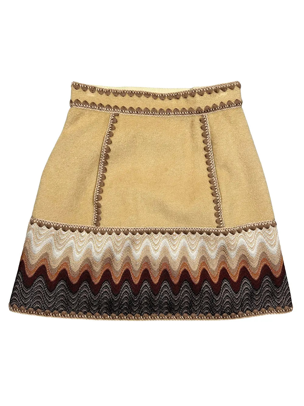 Zigzag Hem Wool Skirt