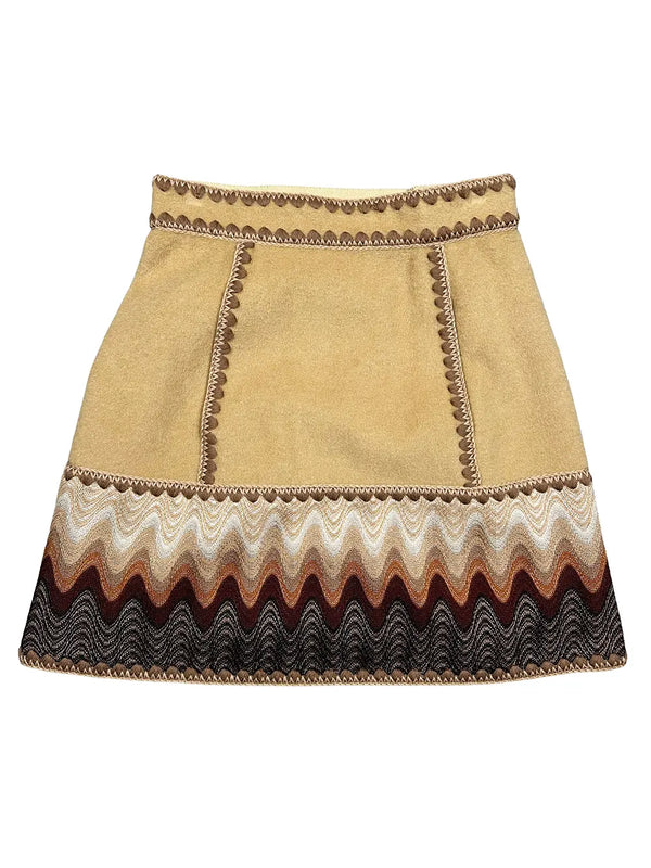 Zigzag Hem Wool Skirt