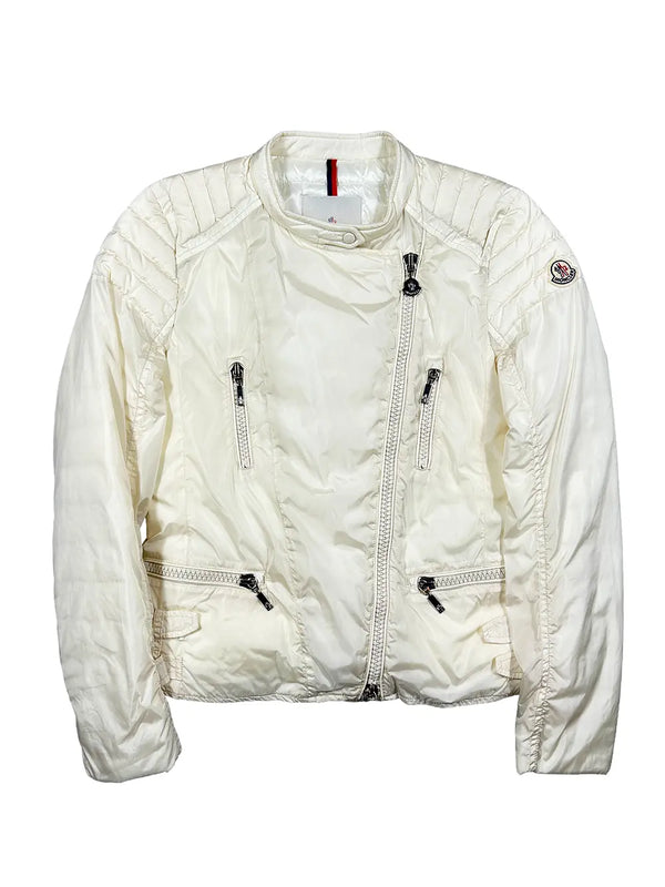 White Quilted Biker Jacket