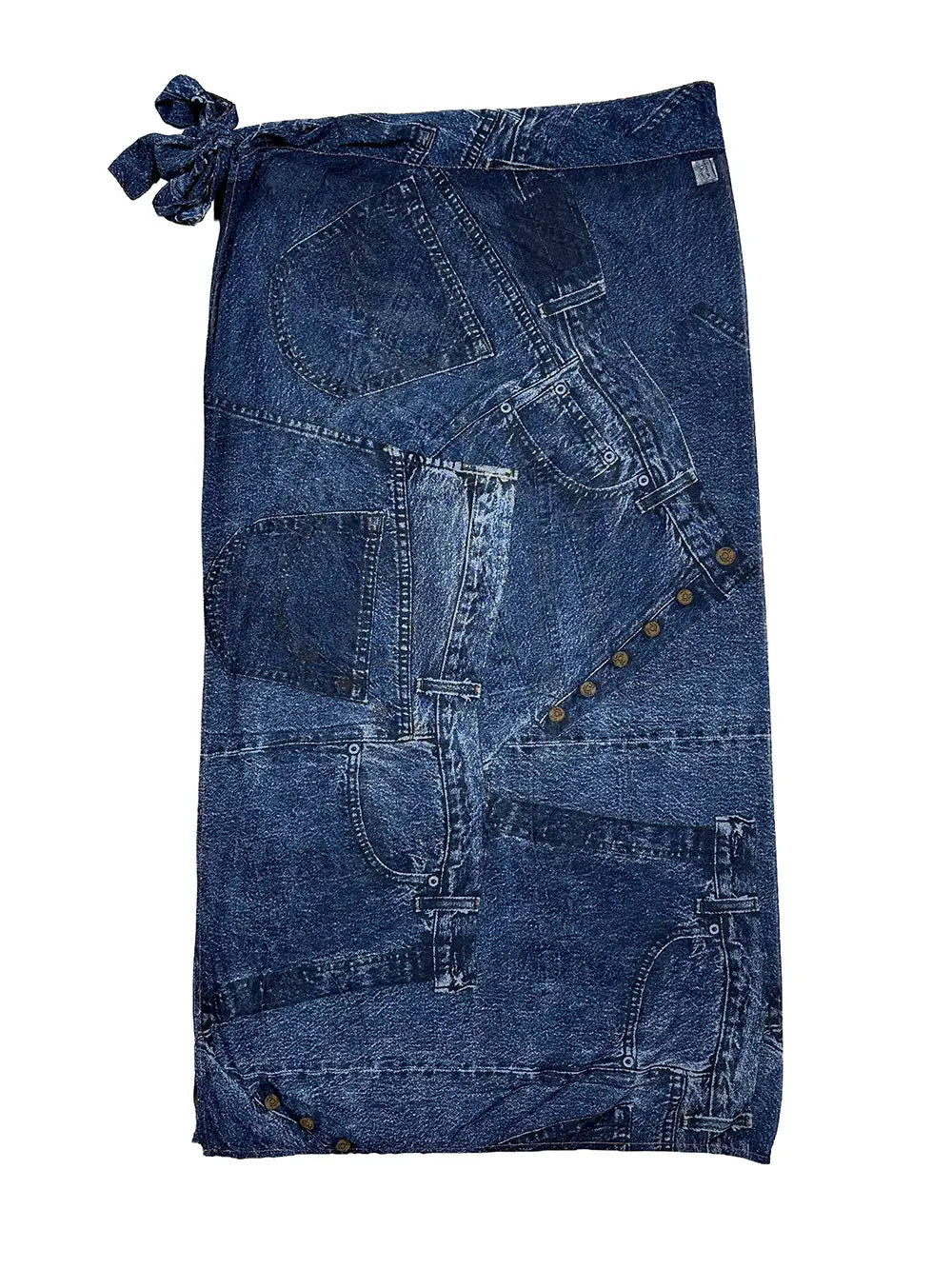 SS00 Trompe L'oeil Denim Wrap-around Pareo Skirt