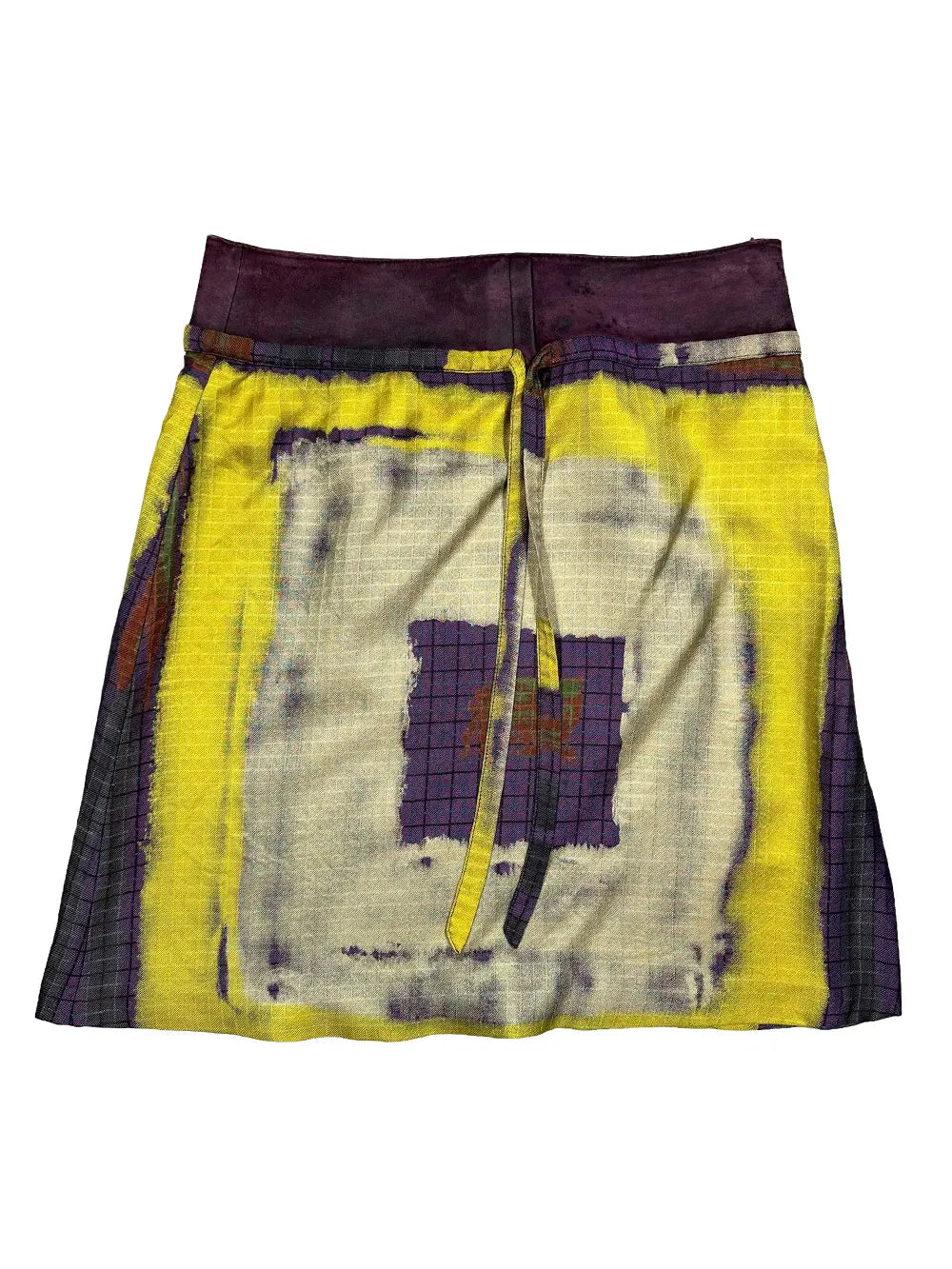 Abstract Print Silk Skirt