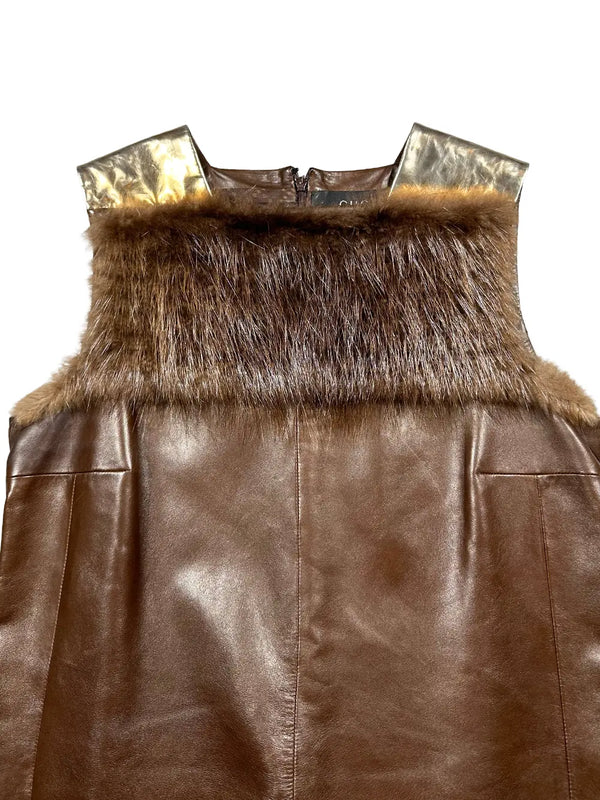 FW10 Fur Detail Leather Dress