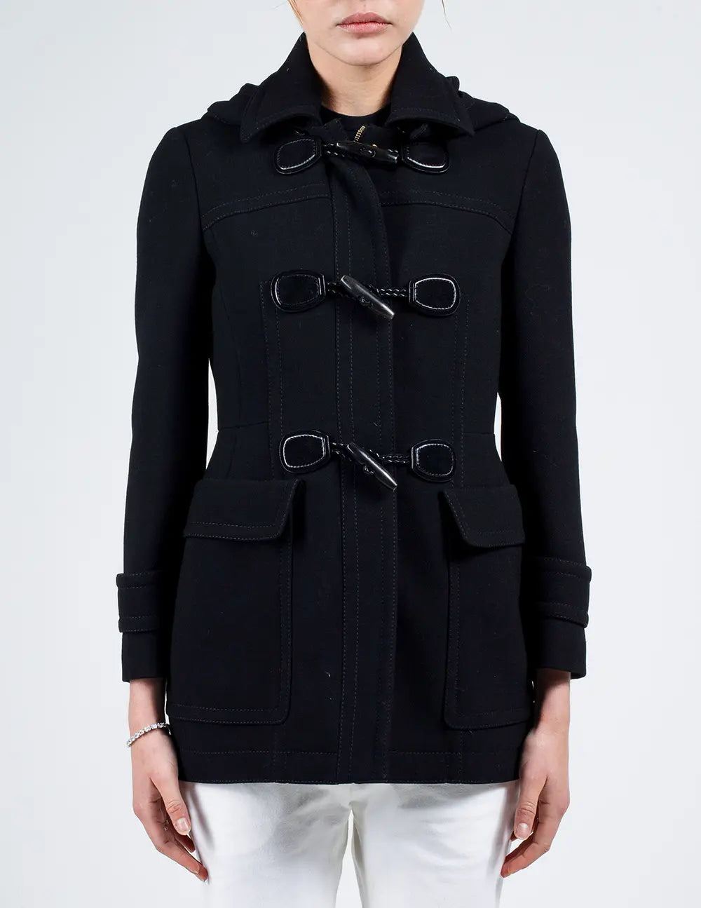 Black Hooded Duffle Peacoat