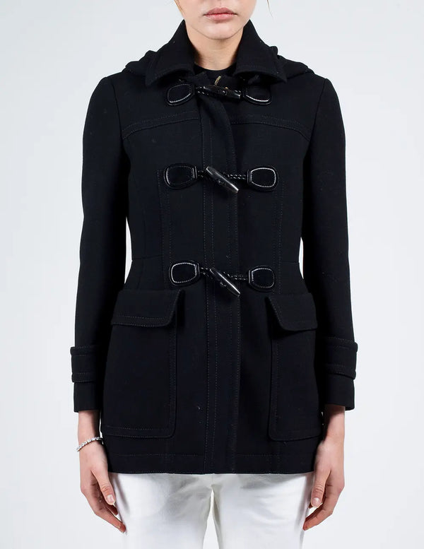 Black Hooded Duffle Peacoat
