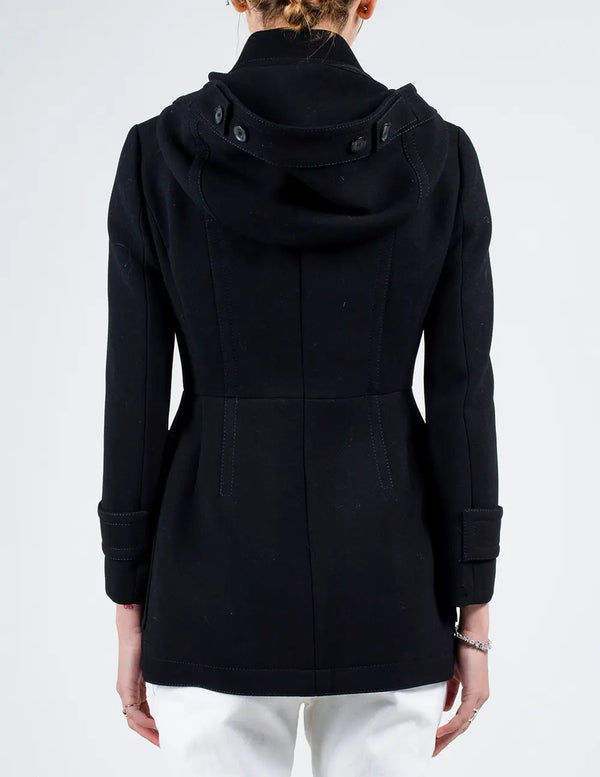 Black Hooded Duffle Peacoat