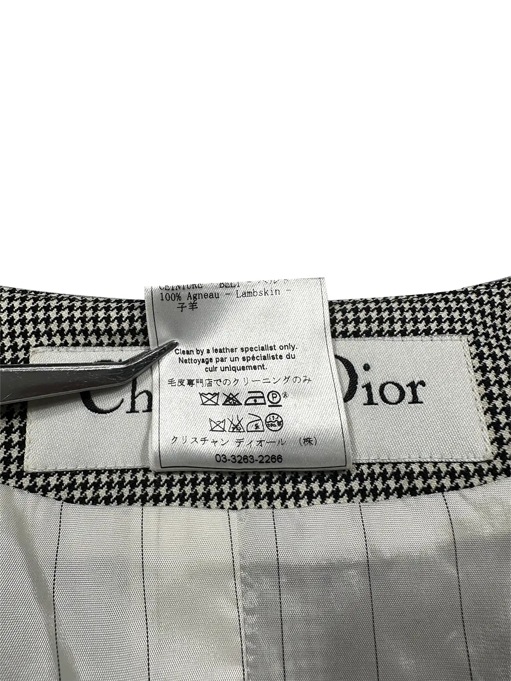 FW02 Houndstooth Leather Trim Jacket