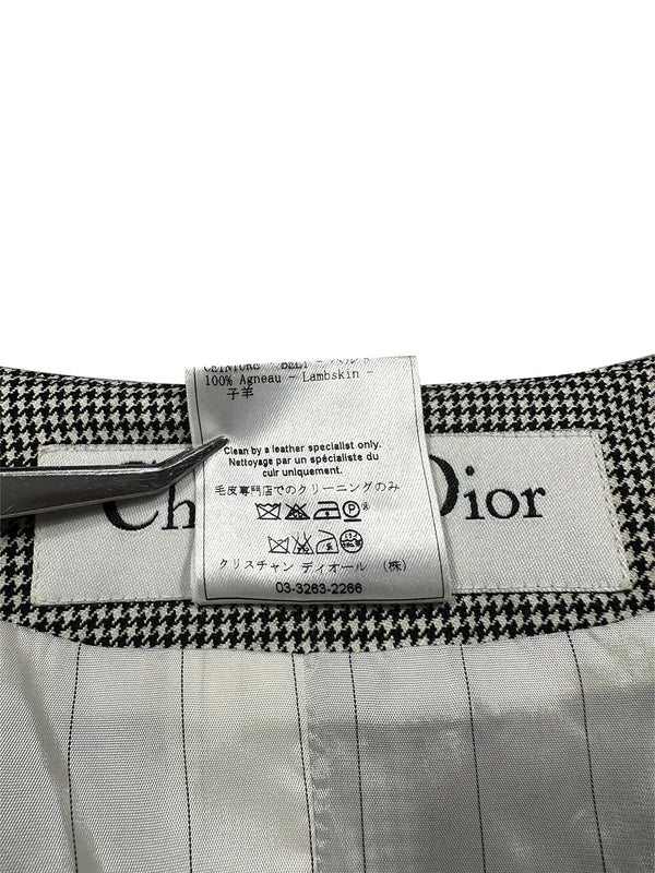 FW02 Houndstooth Leather Trim Jacket