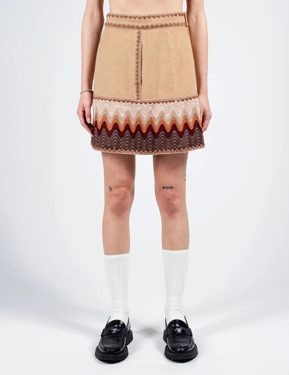 Zigzag Hem Wool Skirt