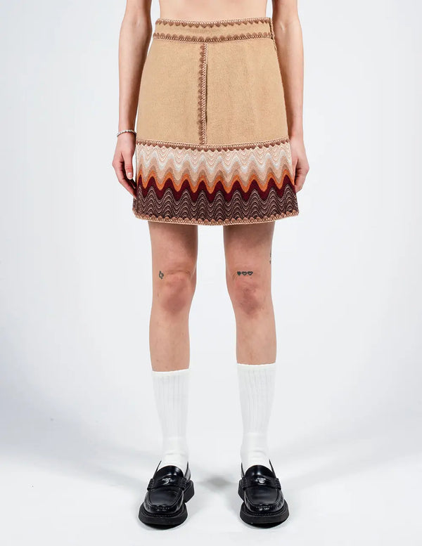Zigzag Hem Wool Skirt
