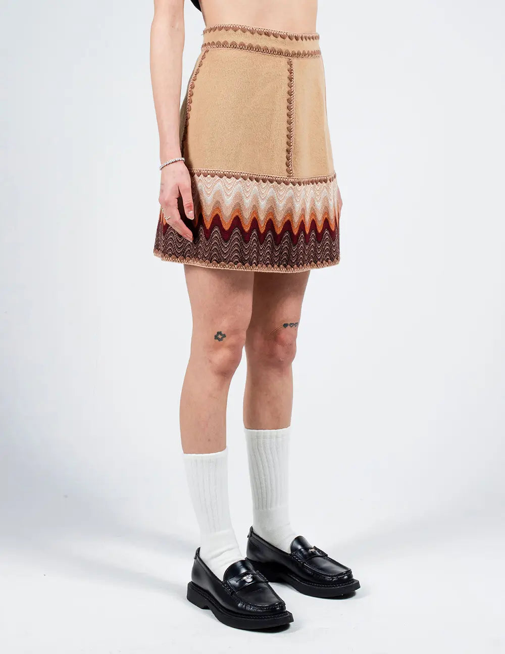 Zigzag Hem Wool Skirt