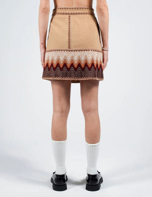 Zigzag Hem Wool Skirt