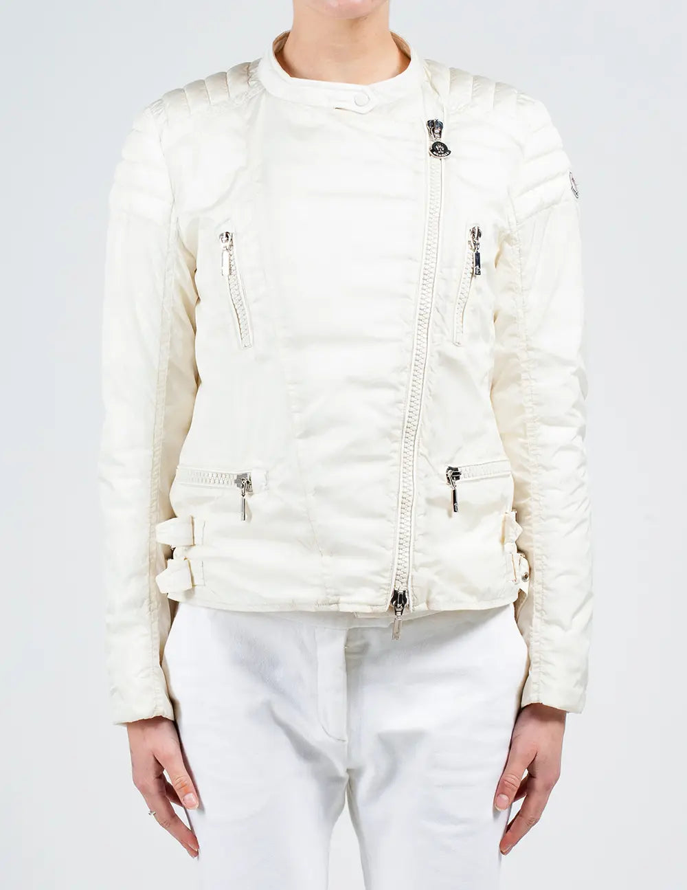 White Quilted Biker Jacket