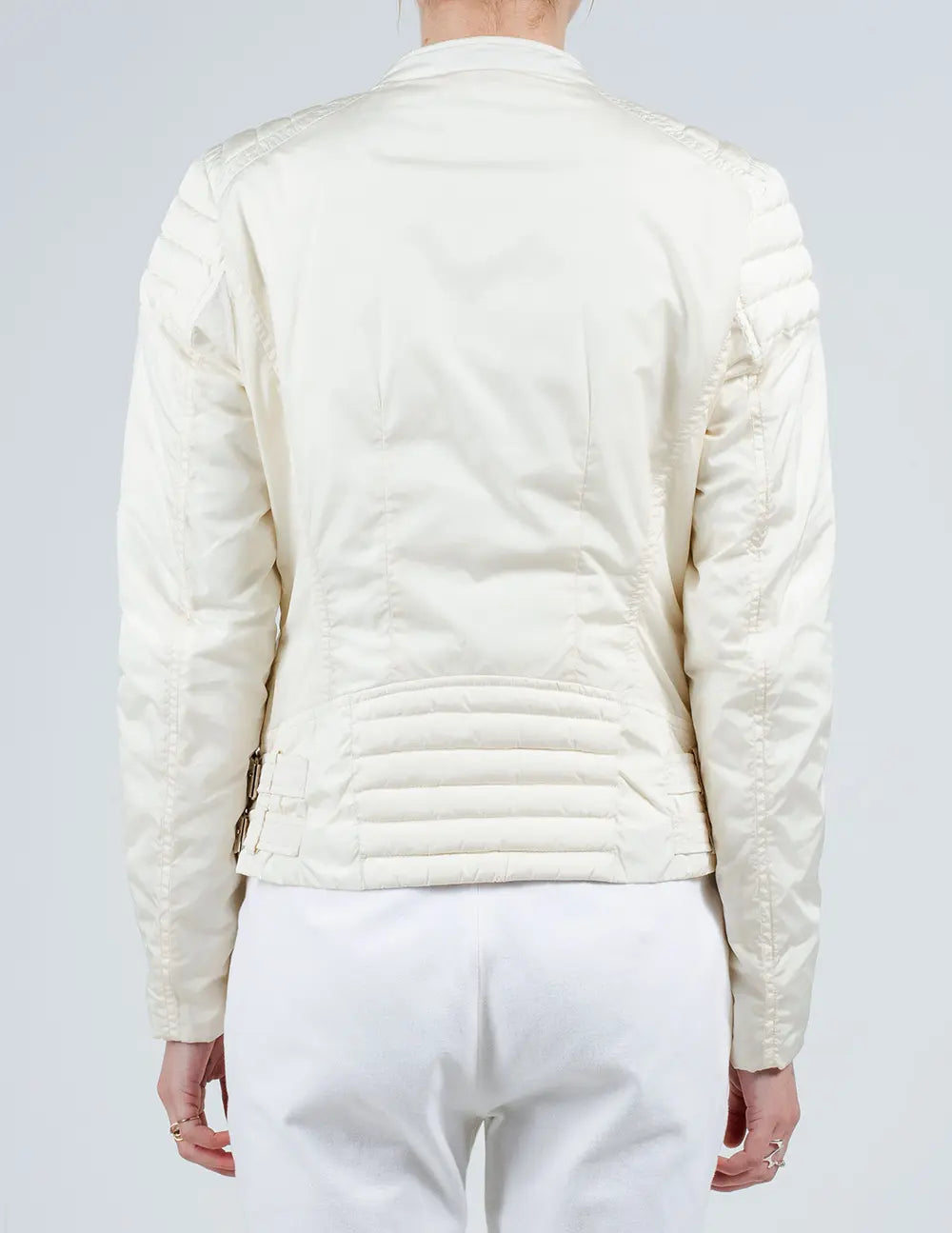 White Quilted Biker Jacket