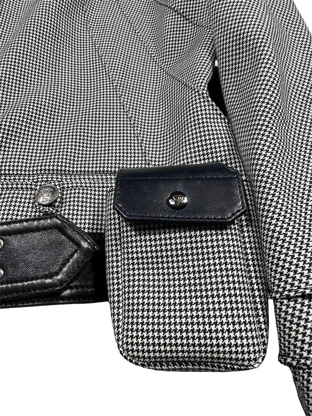 FW02 Houndstooth Leather Trim Jacket