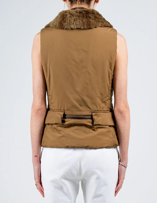 Brown Nylon Puffer Gilet