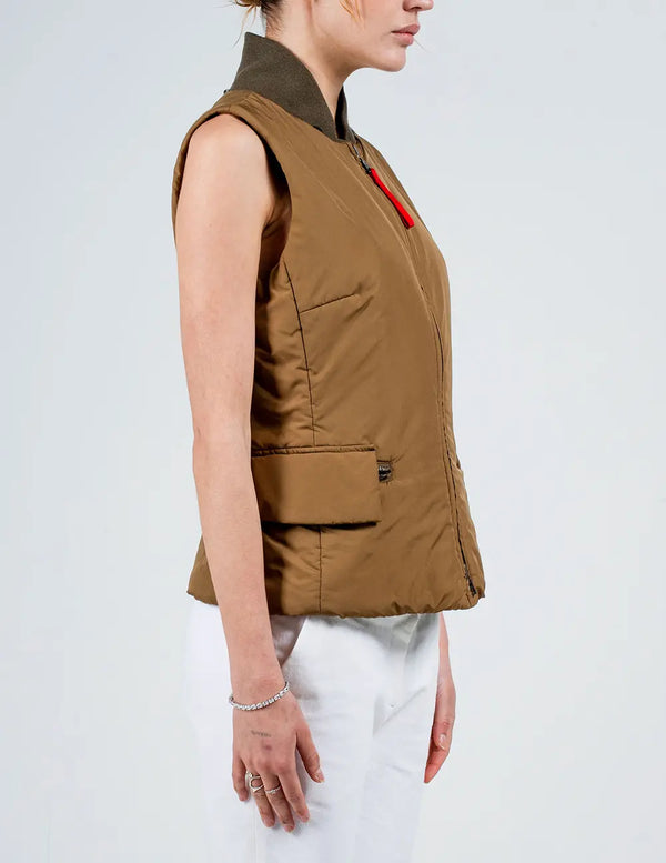Brown Nylon Puffer Gilet