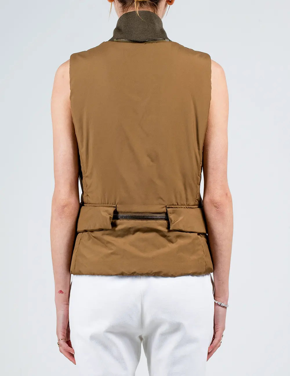 Brown Nylon Puffer Gilet