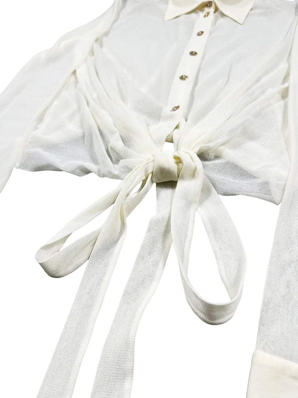 Sheer Tie-Front Shirt