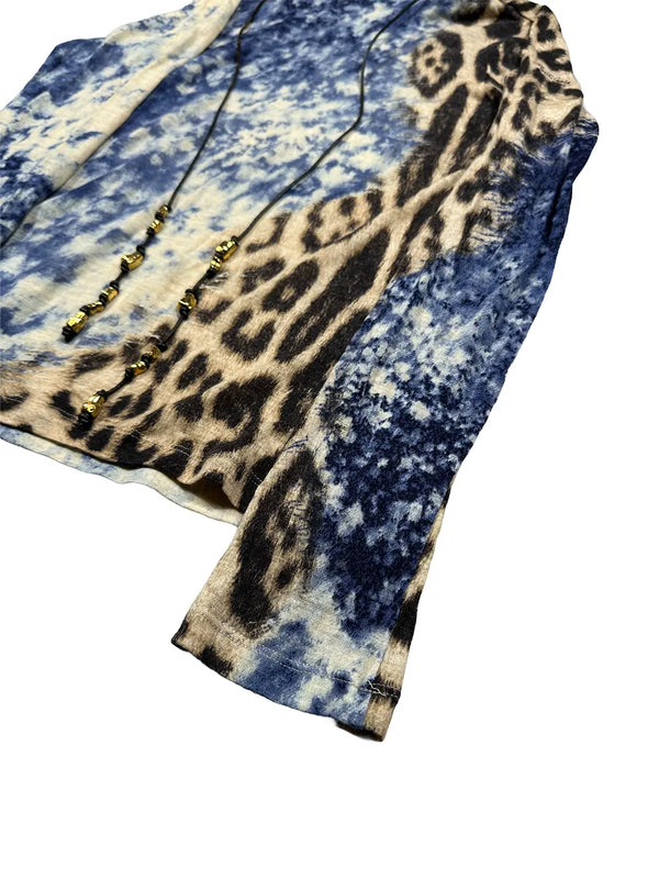 Blue Jaguar Split Adorned Turtleneck