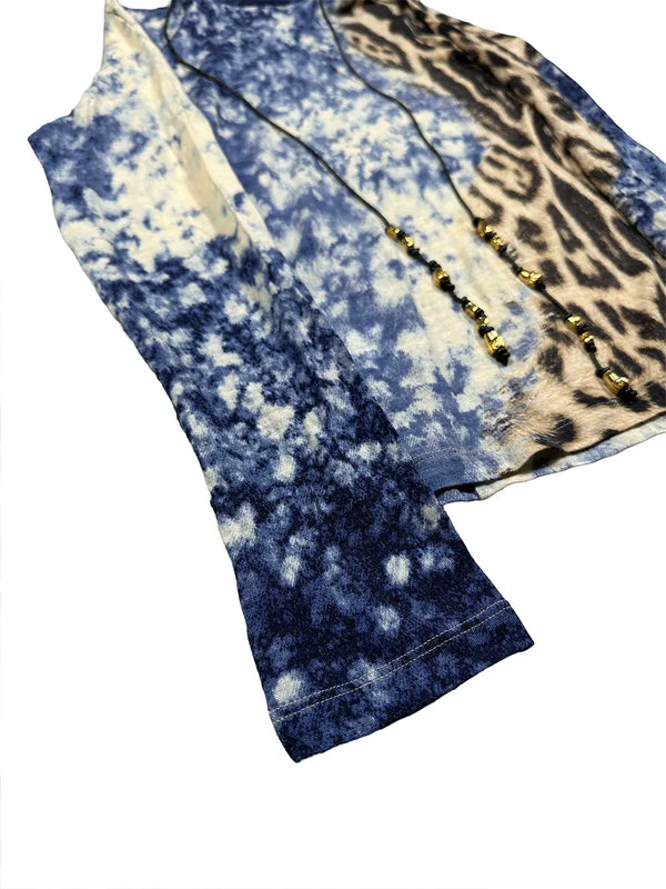 Blue Jaguar Split Adorned Turtleneck