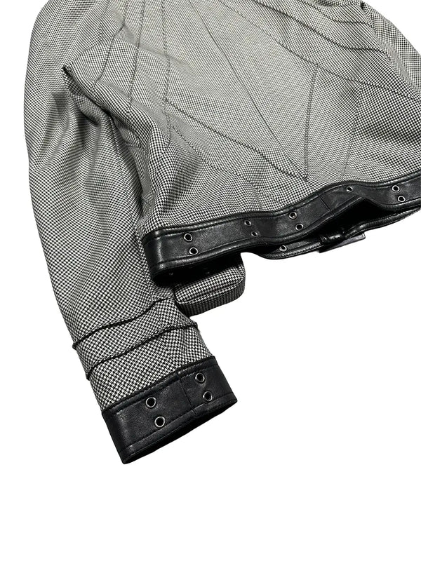 FW02 Houndstooth Leather Trim Jacket