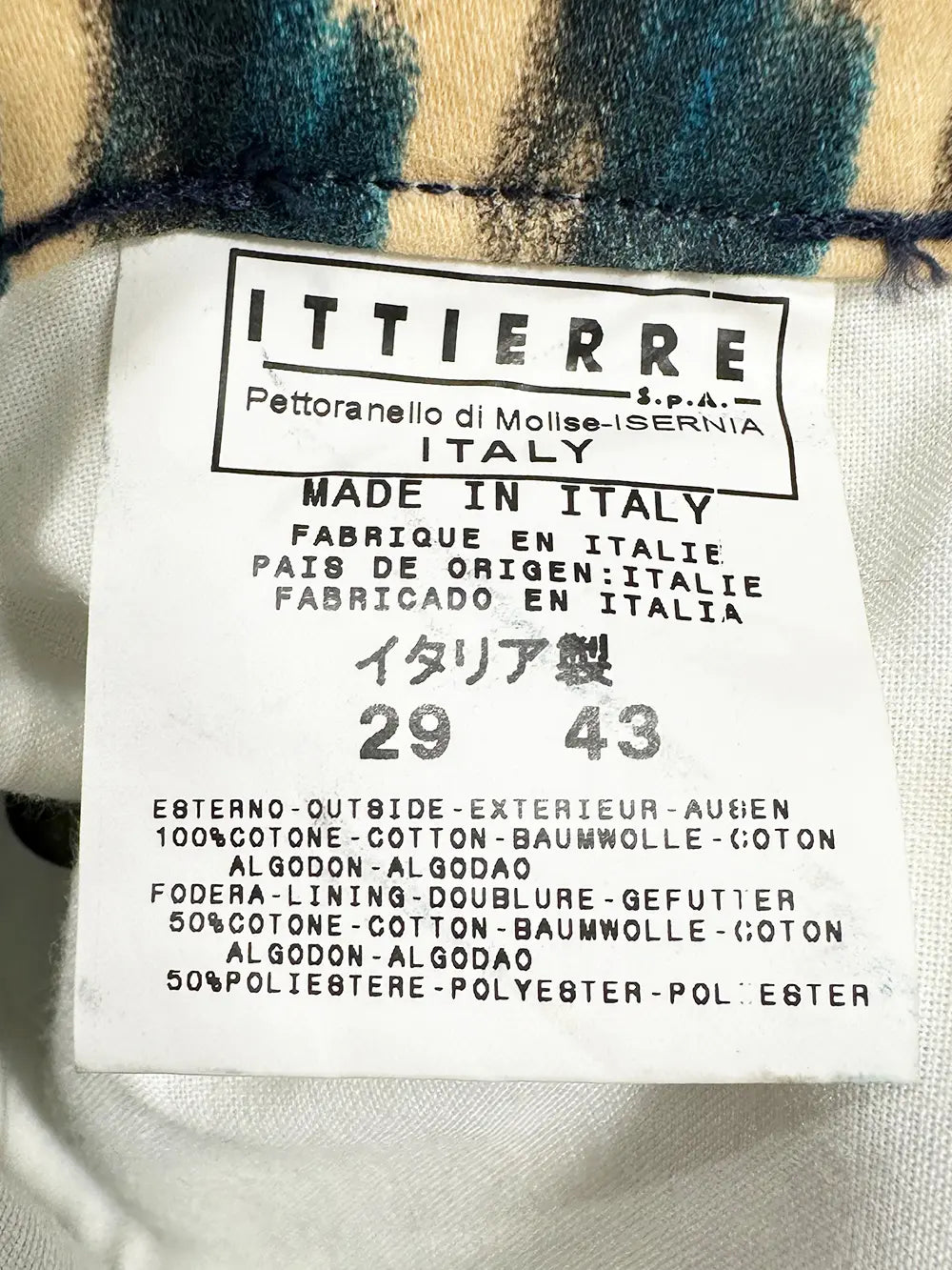 Blue Pied-De-Poule Print Pants