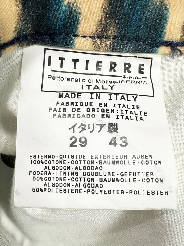 Blue Pied-De-Poule Print Pants