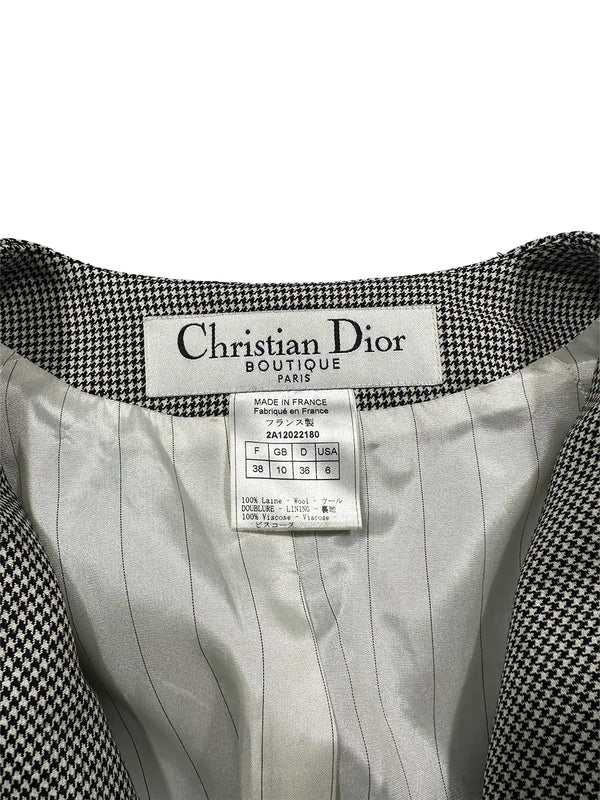 FW02 Houndstooth Leather Trim Jacket