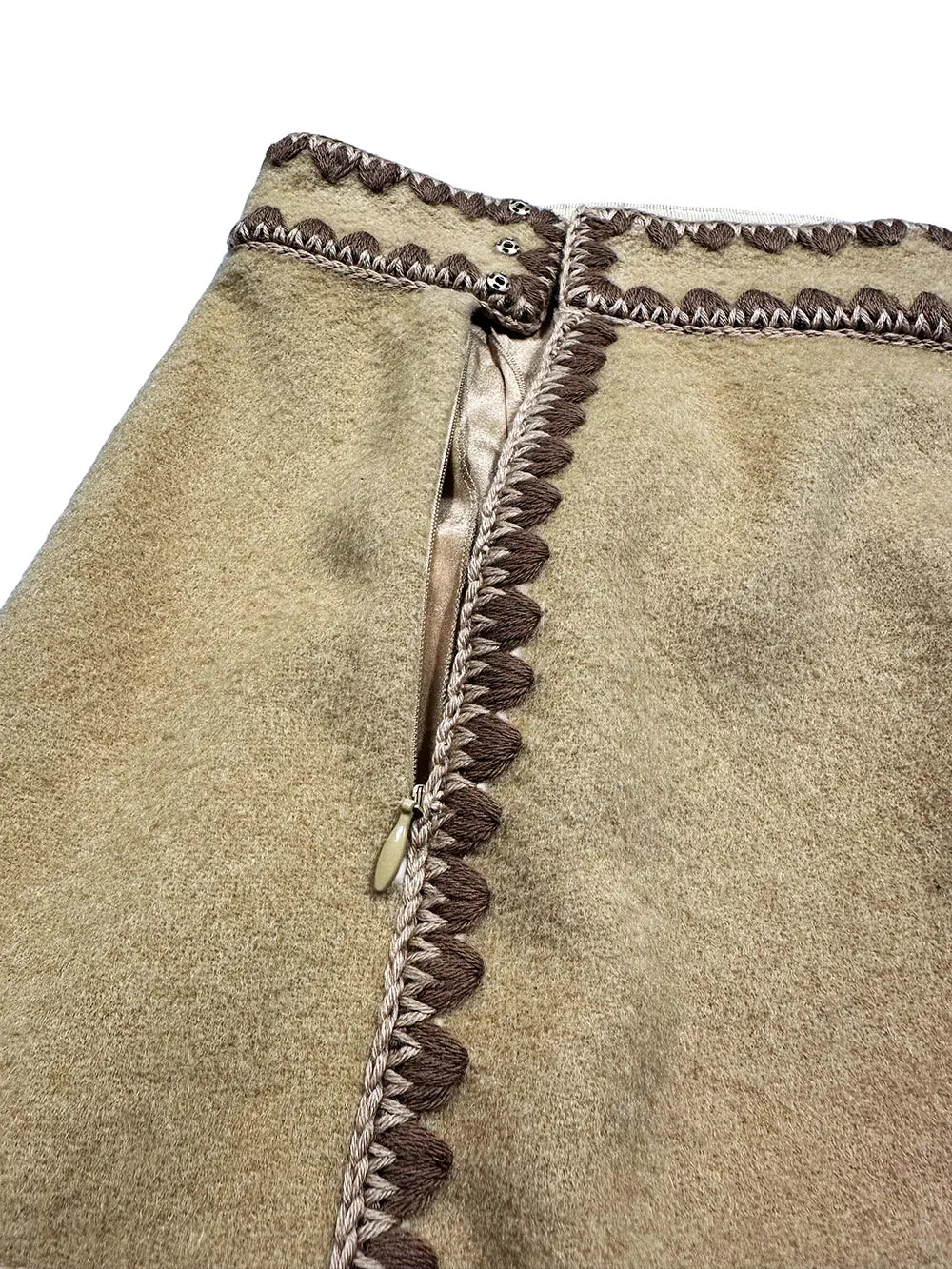 Zigzag Hem Wool Skirt