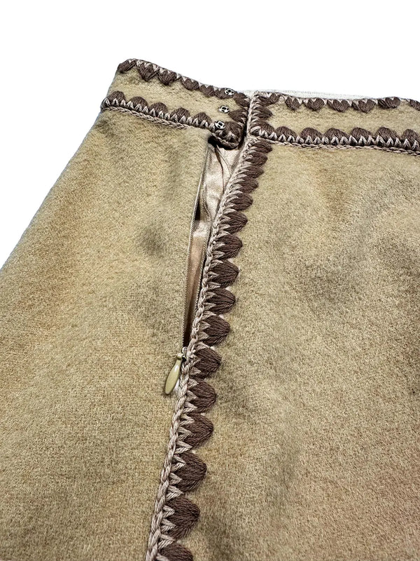 Zigzag Hem Wool Skirt